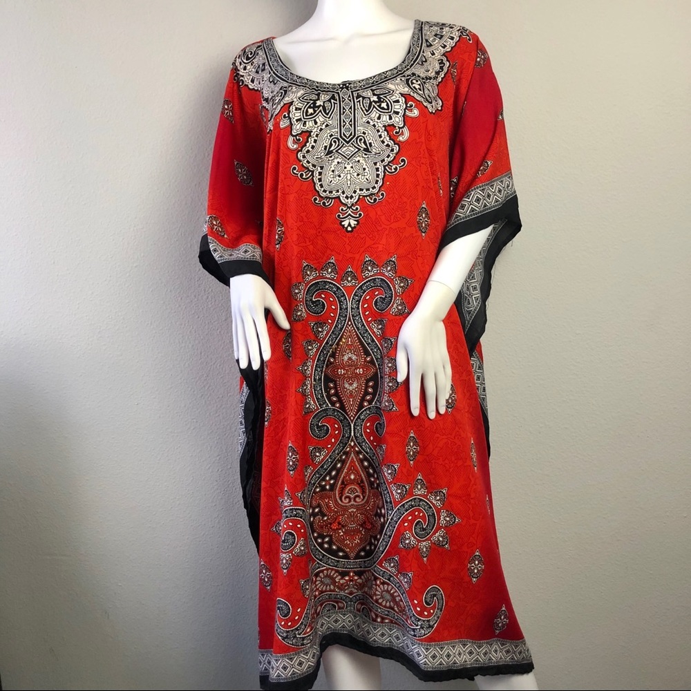 Sante Caftan Gown Orange Red Gold One Size